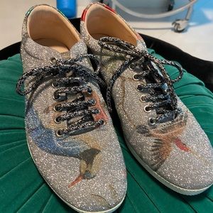 GUCCI glitter floral lace-up sneakers